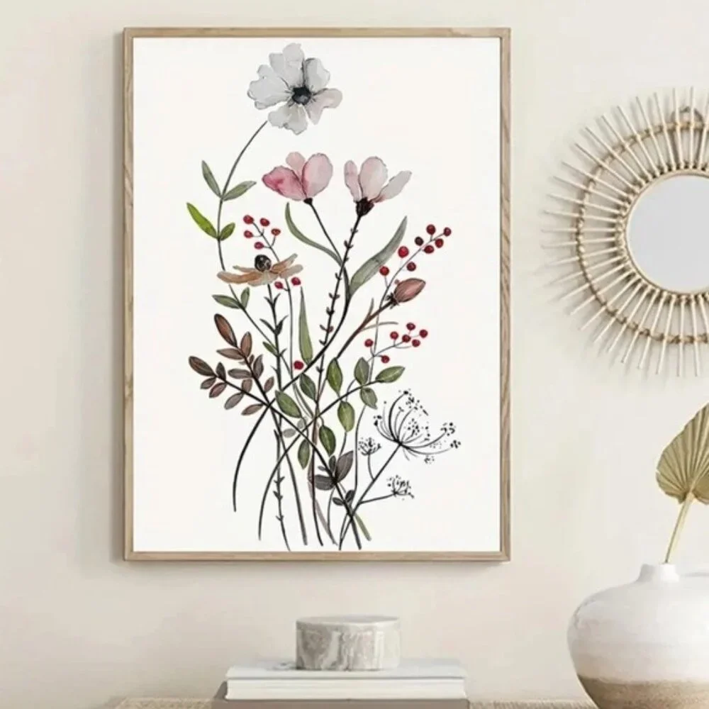 Boho Floral Nature Print Canvas Wall Decor